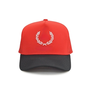 Quick Dry Performance Custom Logo Two Tone Golf <b>Hat</b> 5 Panel Custom Back Woven Tag Laser Perforated Adjustable Snapback Closure - Product Image 1