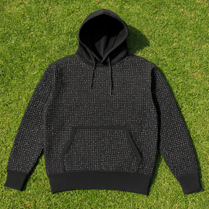 เสื้อฮู้ดดี้ผู้ชายสีดำประดับเพชรเทียม ผ้าฝ้าย 100% สไตล์ลำลอง สีพื้น คุณภาพสูง ผลิตแบบวินเทจ สำหรับฤดูใบไม้ร่วง - Product Image 1