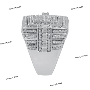 Anillo de Banda Cuadrada con Incrustaciones de Diamantes de Imitación VVS, Plata 925, Estilo Hip Hop, Anillo de Lujo - Product Image 3