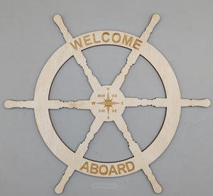 Haute qualité meilleure roue de bateau nautique décor de maison fait à la main pour mur, message de bienvenue à bord et boussole gravés, mettre les voiles - Product Image 1