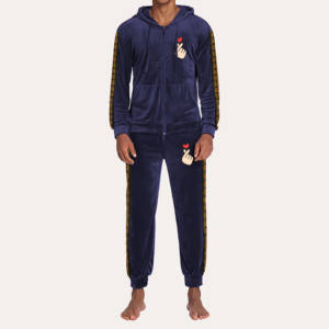 OEM Velours de velours personnalisé de haute qualité Vêtements de sport décontractés pour hommes Dessin Survêtements élastiques pour garçons et adultes - Product Image 1