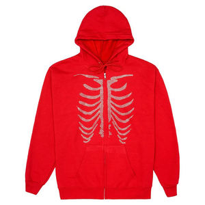 เสื้อมีฮู้ดผ้าฝ้ายโอเวอร์ไซส์มีซิปรูดซิปรูดซิปรูดแบบรูดซิปสีแดงออกแบบโลโก้ได้ตามต้องการ - Product Image 4