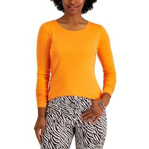 Maglia a Maniche Lunghe in Cotone Pima per Donna Charter Club, Colore Oro, Taglia Piccola - Product Image 1