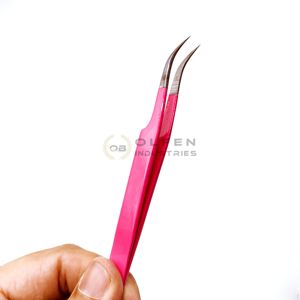 Pince à épiler d'extension de cils en acier inoxydable rose personnalisée de vente chaude - Product Image 2