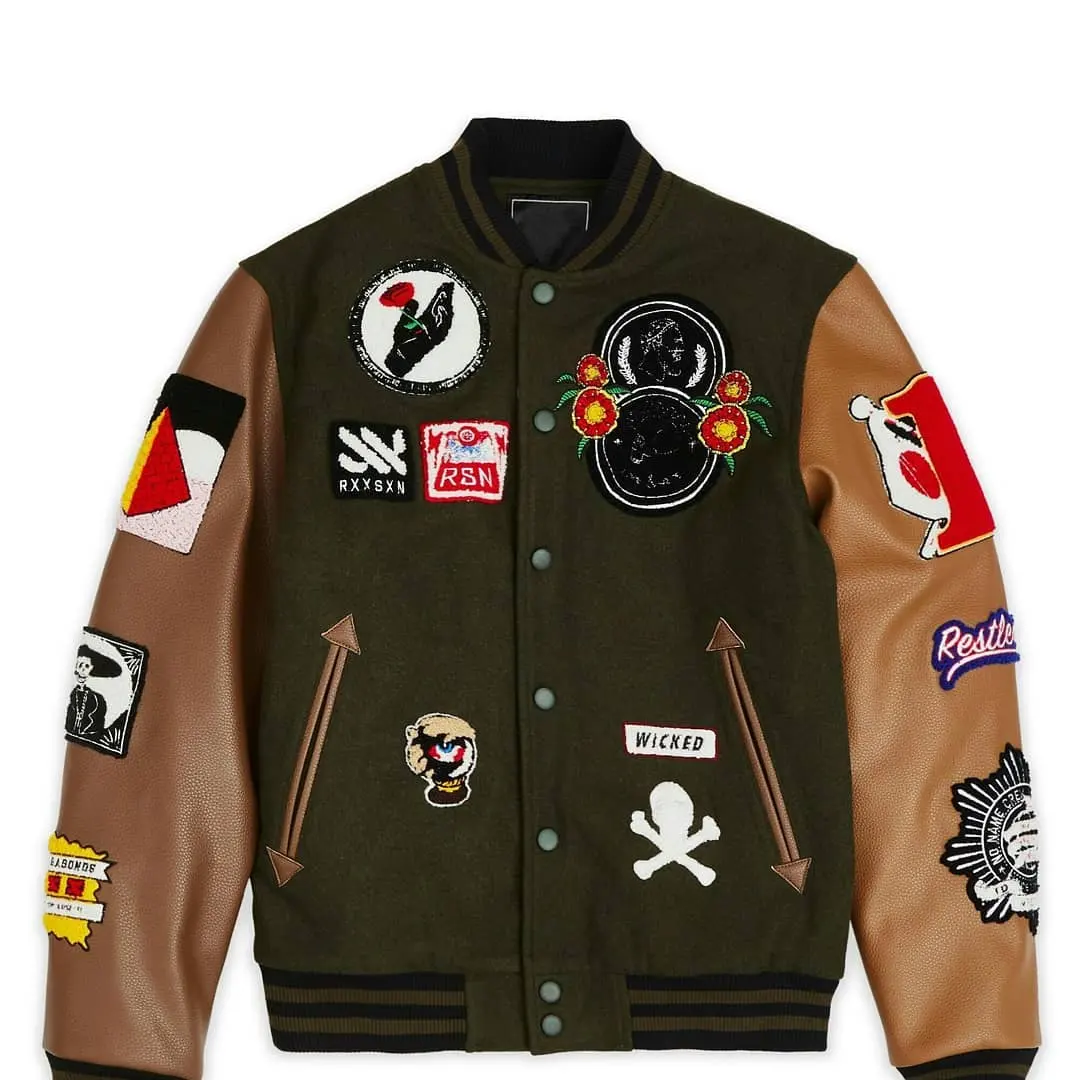 Großhandel benutzer definierte bestickte Patch Vintage Letterman hochwertige Pu Leder ärmel Herren Jacken Uni-Jacke