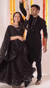 Ensemble Lehenga Choli de qualité supérieure en faux georgette, vêtements de créateur, travail lourd de broderie de sequins, Lehenga Choli avec ensemble Dupatta - Product Image 2