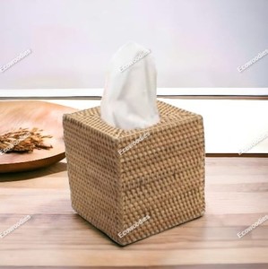 Caja de pañuelos de mimbre hecha a mano, caja de pañuelos de mimbre tejida, creativa, personalizada, para el hogar - Product Image 2