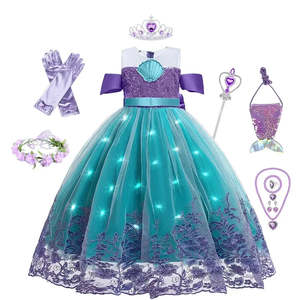 Vestido de la Sirenita con Luces LED para Niñas, Poliéster con Decoración de Lentejuelas - Product Image 4