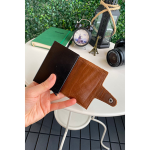 Lisbon-Cuero Genuino Protección RFID Mecanismo Antirrobo Tarjetero Marrón Cartera - Product Image 6