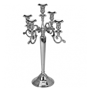 Candélabre vintage argenté en aluminium à 5 bras grand bougeoir artisanat décorations de table de mariage taille personnalisable fait à la main - Product Image 5