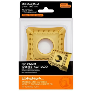 Inserto de Torneado Indexable con Recubrimiento de Oro MT-CVD ISO CNMM 190616E-OR6630 D.7.94mm, Paquete de 10 para Herramientas de Torneado - Product Image 1