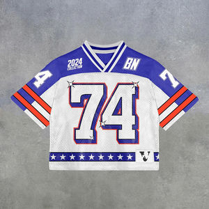 SPORTSWORLD fábrica personalizada hombre recortada de gran tamaño Vintage Streetwear deportes Retro americano Boxy malla camiseta fútbol/fútbol - Product Image 1