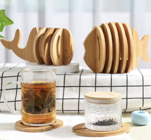 Juego de posavasos de animales de madera hecho a mano de madera natural de LOTO AZUL - Product Image 6