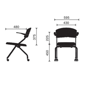 Silla de Oficina Elevable Contemporánea Varion II 06 GXVP68017, Silla de Entrenamiento Plegable con Respaldo Acolchado, Material de Malla y Espuma, Diseño en Tela PP - Product Image 3