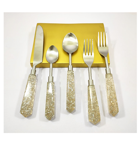 ชุดช้อนส้อมมีดสแตนเลสพร้อมชุดเครื่องเงิน5ชิ้นดีไซน์เรียบง่ายใช้สำหรับร้านอาหารโรงแรม - Product Image 4