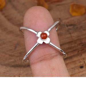 Carnelian <b>Ring</b> 925 Sterling Silver Statement Cross Flower <b>Ring</b> for Women Gift Jewelry - Product Image 2