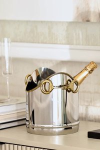 Seau à glace imprimé personnalisé de vente chaude avec poignée en or finition argentée brillante attrayante pour le refroidissement de bouteilles de champagne et de bière - Product Image 3