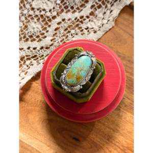 Emerson Degarito Kingman Turquoise & Sterling <b>Silver</b> Gemstone <b>Ring</b> <b>Emerald</b> Cut Handmade Jewelry for Everyday Wear Size 8.5 - Product Image 3