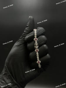 สร้อยข้อมือเทนนิสหินสีชมพู เงินแท้ ประดับเพชรโมอิสซาไนต์ ดีไซน์หรูหรา สำหรับผู้หญิง งานแต่งงาน งานปาร์ตี้ เครื่องประดับดูเหมือนเพชร - Product Image 4