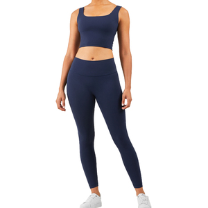 Ensemble de vêtements de yoga actifs taille haute pour femmes ensemble de yoga extensible à séchage rapide Logo personnalisé ensemble de yoga de fitness deux pièces pour femmes - Product Image 1