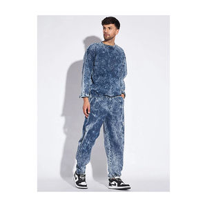 Trajes de sudor acampanados apilados con lavado ácido desgastado lavado vintage pantalones de chándal/Unisex/chándal/conjuntos de 2 piezas - Product Image 3