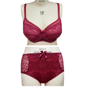 Conjunto de Lencería Romántica para Mujer, Sujetador con Aros, Copa Completa, Secado Rápido, Push-Up, Poliamida, Elastano, Poliéster, Encaje, Lazo, Estilo Hipster - Product Image 1