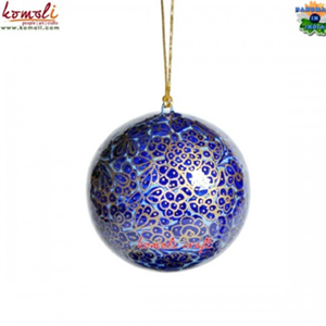 Boules suspendues en papier mâché à thème givré avec des glaçures bleues scintillantes, des pochoirs en flocon de neige en argent et des finitions en poussière de cristal - Product Image 3