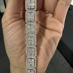 <b>Baguette</b> Cut Moissanite <b>Bracelet</b> VVS D Color 925 Silver Luxury Iced Tennis Link <b>Bracelet</b> Micro Pave OEM ODM Wholesale - Product Image 4