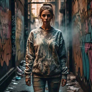 Sudadera Unisex Vintage con Lavado Ácido, Cuello Redondo, Hombros Caídos, Estilo Casual, 100% Algodón, Bordada, para Invierno - Product Image 3