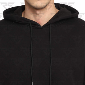 Sweats à capuche noirs personnalisés en gros avec votre logo personnalisé imprimé cordons de serrage à capuche encolure kangroo poche sweat à capuche OEM - Product Image 3