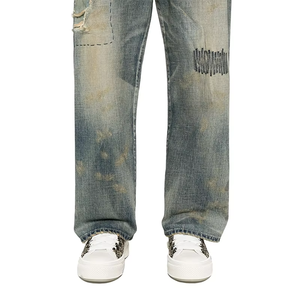 Cotton Baggy <b>Jean</b> Custom Streetwear Acid Wash Oversize Vintage Denim Pants Straight Baggy Rhinestone <b>Jeans</b> Loose Fit for Men - Product Image 5