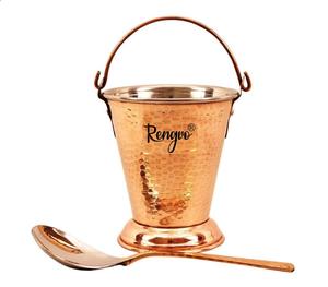 Premium quality Handmade Hammered Copper Gravy <b>Bucket</b>/Balti with spoon - Product Image 1