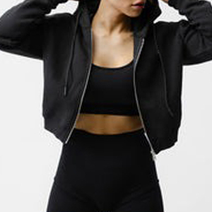 Sweats à capuche personnalisés en gros pour femmes, polyester, fabricant, design personnalisé, sweats à capuche courts brodés pour femmes - Product Image 2