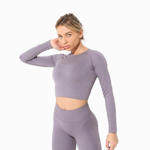 Fabrication de vêtements athlétisme avec logo personnalisé pour femmes vêtements de yoga et de gymnastique à impact élevé ensemble de fitness avec haut d'action et de sport de grande taille - Product Image 6