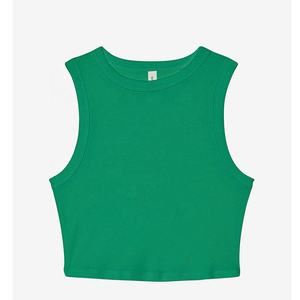 Élégant Bella Toile Dames Micro Rib Muscle Crop Débardeurs Respirant Tricoté Croped Ribbed Tank avec Dentelle Décoration Workout - Product Image 2