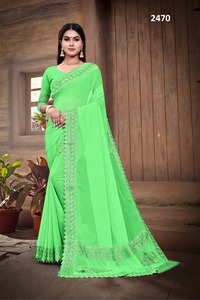 Georgette-fiesta de boda moderna para mujer, fiesta de boda, gran florecimiento, trabajo de piedra y parche, calidad de exportación, 2022 - Product Image 3