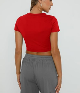 เสื้อยืดผู้หญิงแบบลำลองทรงสลิมฟิตเสื้อครอปจากบังคลาเทศพิมพ์โลโก้ตามสั่ง - Product Image 3