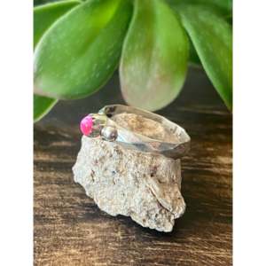 Navajo-Crafted Pink Opal & Rose Gold Plated Sterling <b>Silver</b> <b>Ring</b> Size 6.25 Oval Cut Bezel Set Inlay 18K Plating Gift - Product Image 4