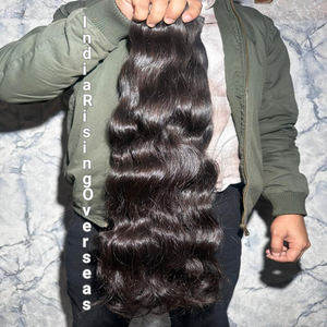 Extensions de cheveux indiens Remy 100% naturels, ondulés, double trame, extrémités épaisses, tissage de cheveux, double trame, directement de l'usine - Product Image 1