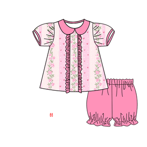 Conjunto de Ropa para Hermanos Pequeños de San Valentín, Blusas con Estampado Floral, Rompers con Volantes Rosas para Niñas Pequeñas, Ropa Personalizada para Niños - Product Image 5