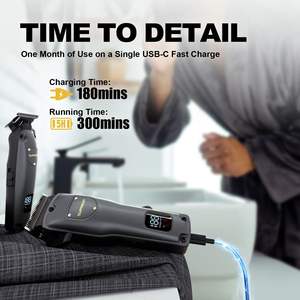 Kit de tondeuses à cheveux professionnelles sans fil rechargeables avec écran LED, tondeuse pour barbiers et usage domestique, prise US, machine à couper les cheveux à batterie - Product Image 5