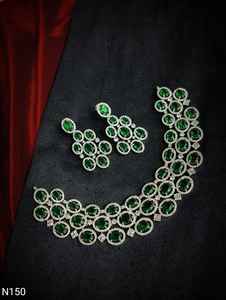 AMERICAN DIAMOND BRIDAL NECKLACE <b>SET</b> HIGH QUALITY EARRINGS <b>JEWELLERY</b> <b>SET</b> WEDDING <b>JEWELLERY</b> Ethnic Style Flower Design Women - Product Image 3