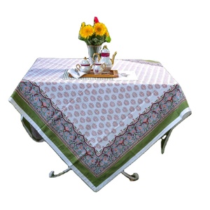 Indian Hand-Block Print <b>Tablecloth</b> Soft Cotton Fabric Cover Table Linen <b>Rectangle</b> Dinning Table Cloth Housewarming Gift - Product Image 1