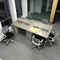 Poste de travail de bureau moderne pour 4 personnes, en bois, mobilier de bureau modulaire commercial, bureau avec tiroirs et cloison