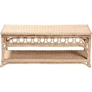 Mesa de centro de ratán natural Oxford con diseño de anillo decorativo adornado y bordes trenzados - Product Image 2