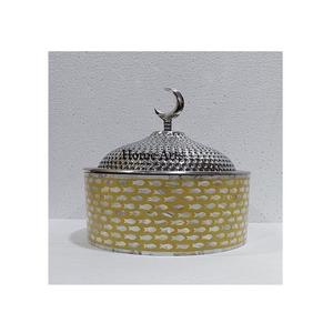 Pot de service en bois de forme ronde avec nacre Chauffe-plats de qualité au travail au prix le moins cher - Product Image 2