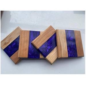 Prix de gros sous-verre en bois et résine Viking authentique meilleure qualité Viking corbeau corbeau à boire cuisine bleue côtière - Product Image 6