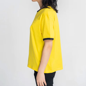 Nouveau élégant femmes t-shirts coton Polyester tenue décontracté respirant femmes t-shirt vente prix compétitif col rond couleur jaune - Product Image 5