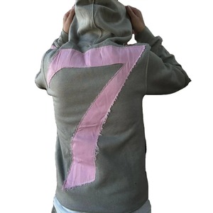 ชุดวอร์มผู้ชายแบบมีซิปเต็มตัว แต่งลายปะติด น้ำหนักเบา สไตล์ดิสเทรส ทรงขาบาน ยูนิเซ็กซ์  ผ้าฟอกสีเอซิด พร้อมกางเกงวอร์มและเสื้อฮู้ด - Product Image 3