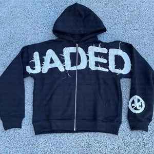 OEM Service Customizable 100% High Quality Men's <b>Zip</b>-<b>Up</b> Streetwear <b>Hoodie</b> 320 to 360 Gsm Cotton Fleece Oversized <b>Graphic</b> Front - Product Image 2